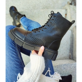 Botines mujer calados negros con cordones 4
