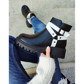 Botas de mujer negras con adorno Aline blanco 1