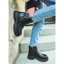 Botas de mujer en ecopiel negra con adorno Aline negro 10