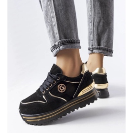Zapatillas con plataforma negras y doradas de Therrien negro 1