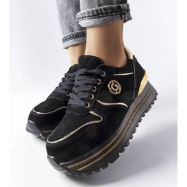 Zapatillas con plataforma negras y doradas de Therrien negro 2