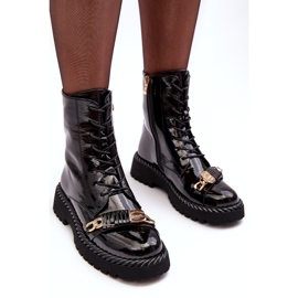 Botines Mujer Charol Con Adorno Negro S.Barski MR870-67 3