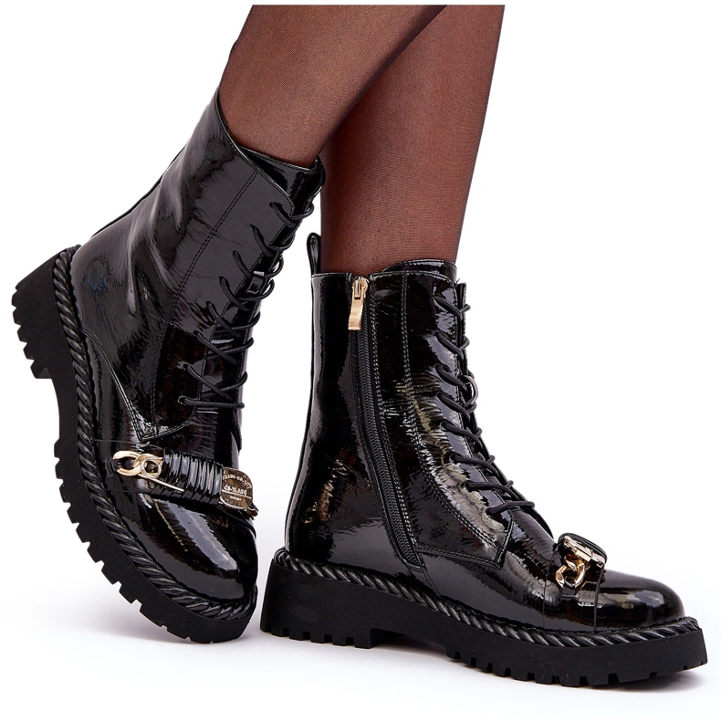 Botines Mujer Charol Con Adorno Negro S.Barski MR870-67 5