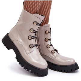 S.Barski Botines Mujer Aislados Con Botones Decorativos D&amp;A MR870-51 Beige Claro 11
