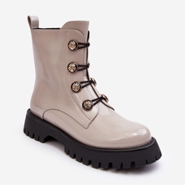 S.Barski Botines Mujer Aislados Con Botones Decorativos D&amp;A MR870-51 Beige Claro 3