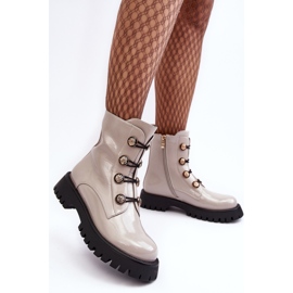 S.Barski Botines Mujer Aislados Con Botones Decorativos D&amp;A MR870-51 Beige Claro 4