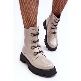 S.Barski Botines Mujer Aislados Con Botones Decorativos D&amp;A MR870-51 Beige Claro 7