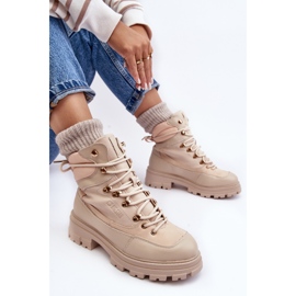 Botines de mujer con cordones y aislantes Beige claro Big Star MM274664 8