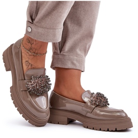 WD1 Zapatos de charol decorados para mujer, beige Annella 9