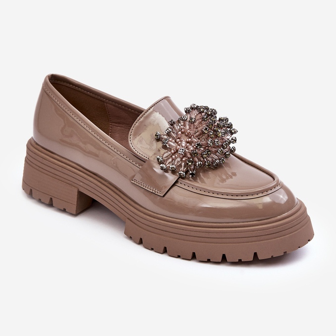 WD1 Zapatos de charol decorados para mujer, beige Annella 1