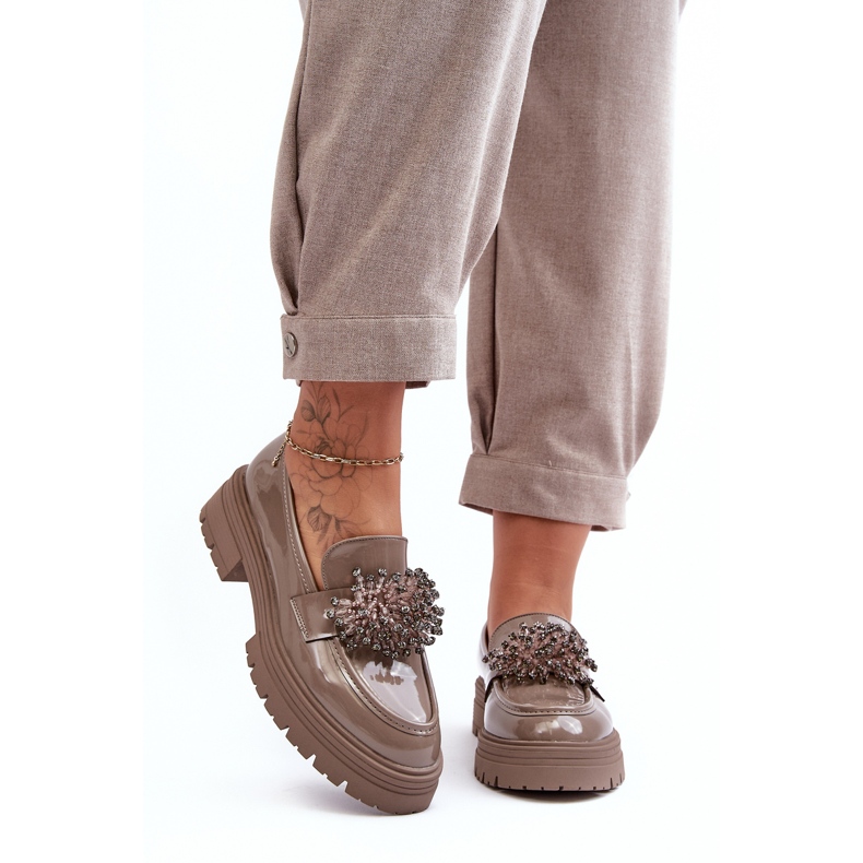 WD1 Zapatos de charol decorados para mujer, beige Annella 2