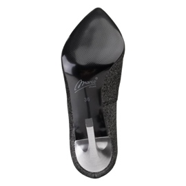 Marco Shoes Stilettos de cuero genuino negro con tacones plateados 6