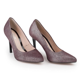 Marco Shoes Stilettos de tacón alto en piel auténtica burdeos rojo 3