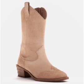 Marco Shoes Botas beige de ante natural 5