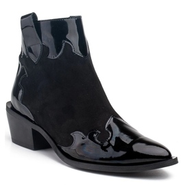 Marco Shoes Botas negras de gamuza natural con la adición de barniz. negro 1