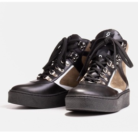 Marco Shoes Bota deportiva de piel negra y verde negro 2