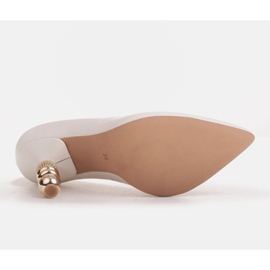 Marco Shoes Tacones de cuero blanco con piedras 3