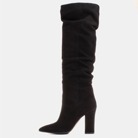Marco Shoes Botas negras altas con volantes de ante natural negro 4