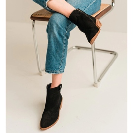 Marco Shoes Botines de piel elegantes con tacones bajos negro 4