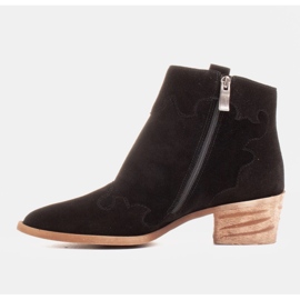 Marco Shoes Botines de piel elegantes con tacones bajos negro 3