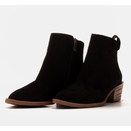 Marco Shoes Botines de piel elegantes con tacones bajos negro 6