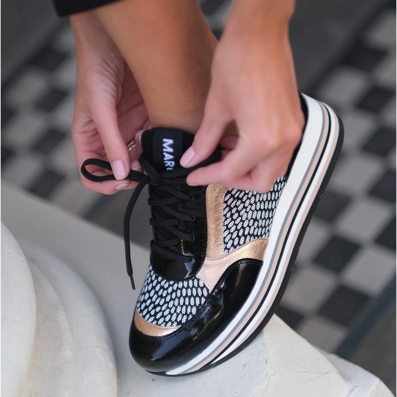 Marco Shoes Zapatillas ligeras sobre suela gruesa de piel natural negro 1