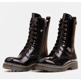 Marco Shoes Botines altos, botas atadas a suela translúcida negro 6