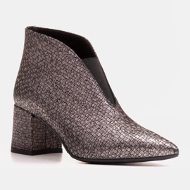 Marco Shoes Botines 1460B slim de piel gris con parte superior de goma 2