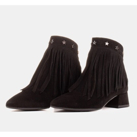Marco Shoes Botas originales de ante con flecos decorativos negro 4