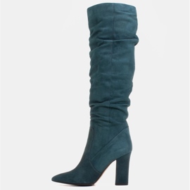 Marco Shoes Botas altas verdes arrugadas de ante natural 2