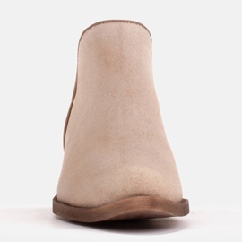 Marco Shoes Botas beige de ante natural con corte en V 3
