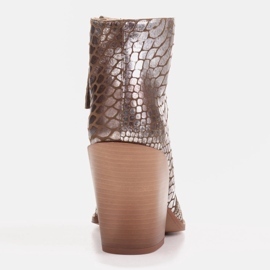 Marco Shoes Bota cowboy de mujer fabricada en piel natural plata 4