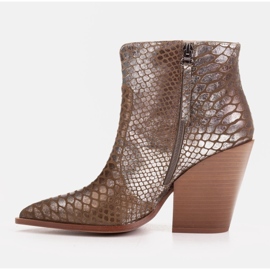 Marco Shoes Bota cowboy de mujer fabricada en piel natural plata 5