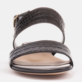 Marco Shoes Sandalias planas de piel auténtica con tacón metálico negro 2
