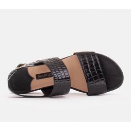 Marco Shoes Sandalias planas de piel auténtica con tacón metálico negro 6