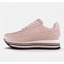 Marco Shoes Zapatillas de suela gruesa de cuero natural rosado 5