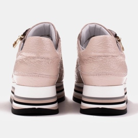Marco Shoes Zapatillas de suela gruesa de cuero natural rosado 7