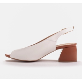 Marco Shoes Sandalias 1573P de piel blanca con tacón estable blanco 6