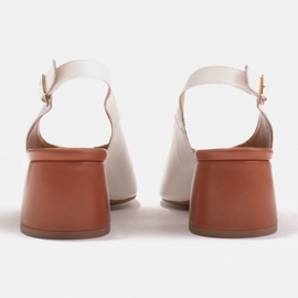 Marco Shoes Sandalias 1573P de piel blanca con tacón estable blanco 7