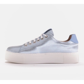 Marco Shoes Zapatillas de mujer de piel auténtica con suela gruesa azul 3