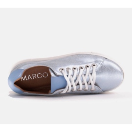 Marco Shoes Zapatillas de mujer de piel auténtica con suela gruesa azul 6