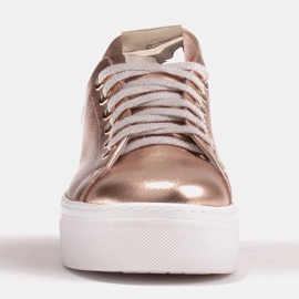 Marco Shoes Zapatillas de mujer de piel auténtica con suela gruesa dorado 2