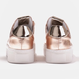 Marco Shoes Zapatillas de mujer de piel auténtica con suela gruesa dorado 5