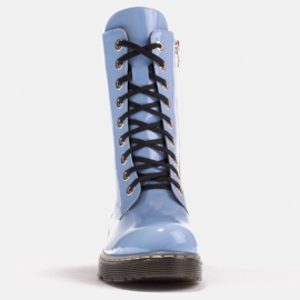 Marco Shoes Botines altos, botas atadas a suela translúcida azul 3