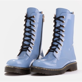 Marco Shoes Botines altos, botas atadas a suela translúcida azul 5