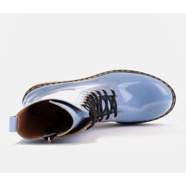 Marco Shoes Botines altos, botas atadas a suela translúcida azul 8