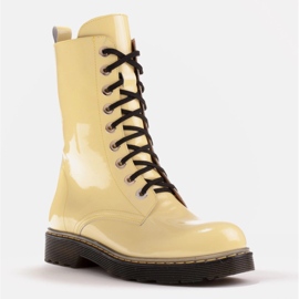 Marco Shoes Botines altos, botas atadas a suela translúcida amarillo 2