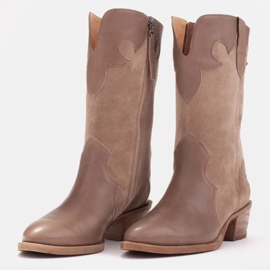 Marco Shoes Bota cowboy Clara con pespuntes decorativos beige 4