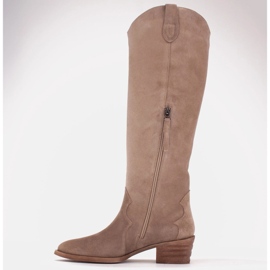 Marco Shoes Botas vaqueras Iolanda con costuras decorativas beige 4