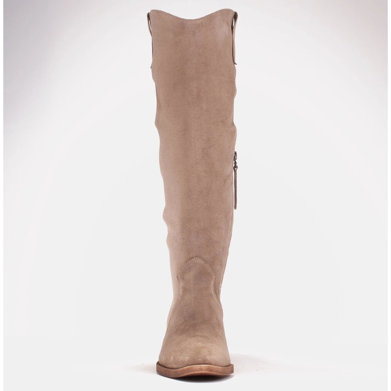 Marco Shoes Botas vaqueras Iolanda con costuras decorativas beige 2